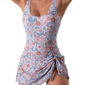 Women's Floral Print Swim Dress – Skirted One-Piece Bathing Suit with Tummy Control, Comfortable & Slimming Swimsuit for Summer