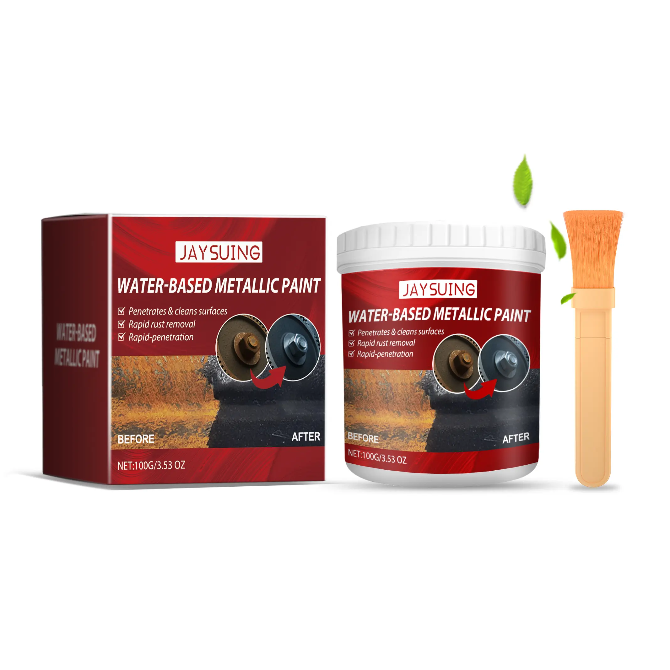 100g Rust Removal Converter Paint, Rust Remover for Metal, Rust Converter for Metal, Multi-Functional Universal Rust Converter Gel with Brush for Car Paint (100ml 1pcs)