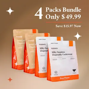 4-Pack Bundle: 2× 100% Cotton & 2× Silky Seamless Disposable Underwear for Women