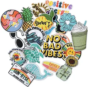 Kawaii Cartoon Iron On Patches Cute Decor for Backpacks Clothing Jackets Jeans Hats 20 Pcs Adhesive Embroidery Applique Aesthetic Stuff