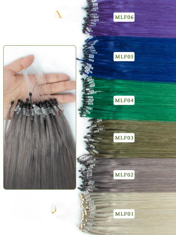 50 Strands Micro Loop Hair Extensions Real Human Hair Hot Pink Microbead Hair Extensions Human Hair Straight Rainbow Hair Extensions For Party Microlink Hair Extensions