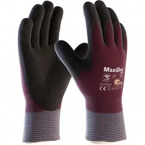 ATG Size 2XL Nitrile Coated Nylon/Lycra Abrasion Protection Work Gloves For Cold Weather, Palm & Fingers Coated, Knit Wrist Cuff, Purple/Black, Paired 56-451/XXL