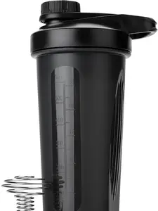 Shaker Bottles for Protein Mixes with Twist Cap, 28 oz, Black Protein Shaker Bottle with Wire Whisk Ball, Shaker Cup, Mixer Bottle
