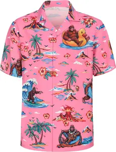 Mens Patriotic 4th of July Funny Hawaiian Shirts,Tropical Floral Hawaiian Short Sleeve Button Up Shirts