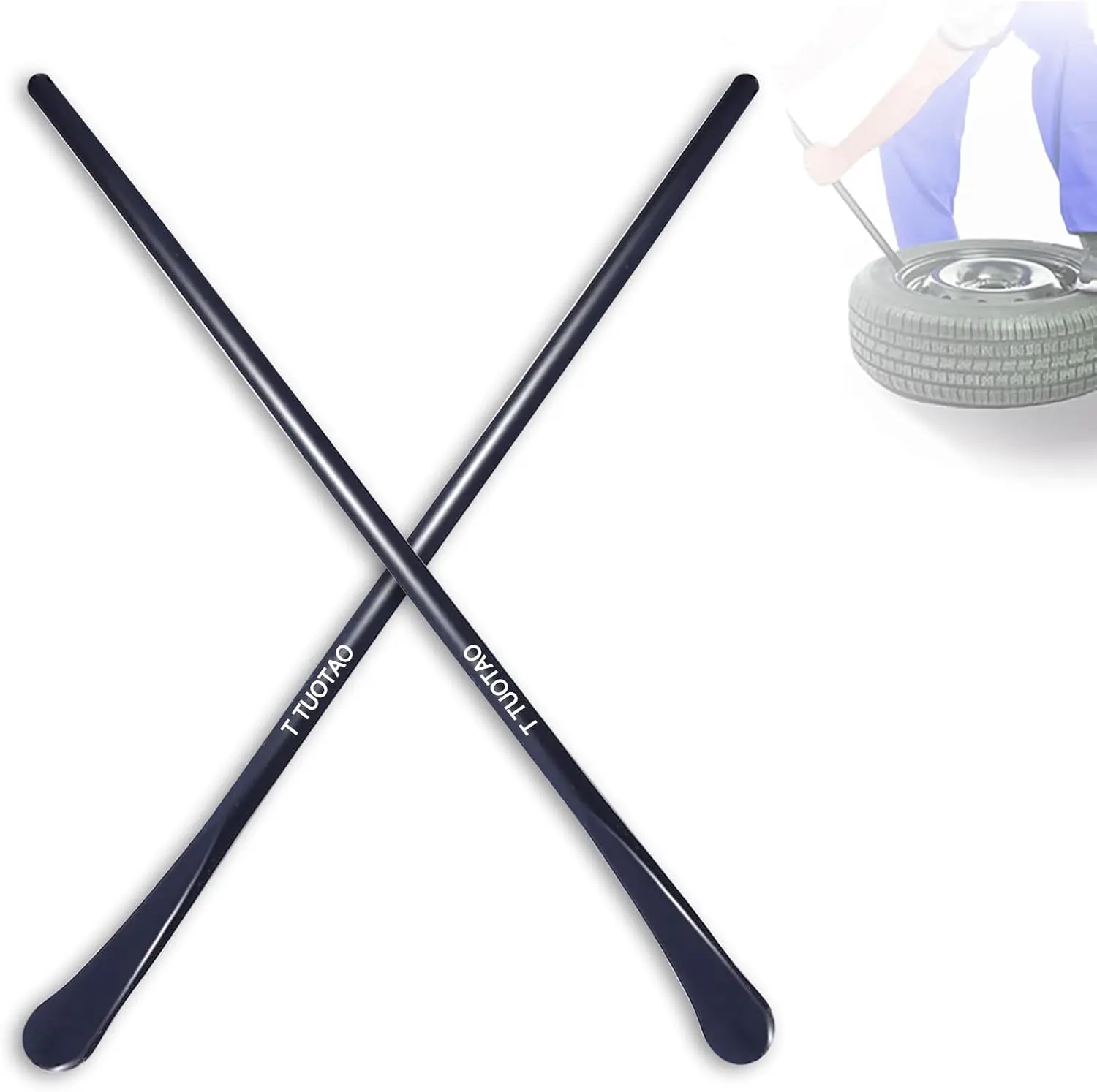 2 PCS 30" 33220 Heavy Duty Tire Iron Set - Solid Steel Tire Spoons for Semi Trucks, Cars, Motorcycles, ATVs & Farm Equipment - Heat Treated, Rust Proof, Non-Slip Grip - Roadside Emergency Tool Kit