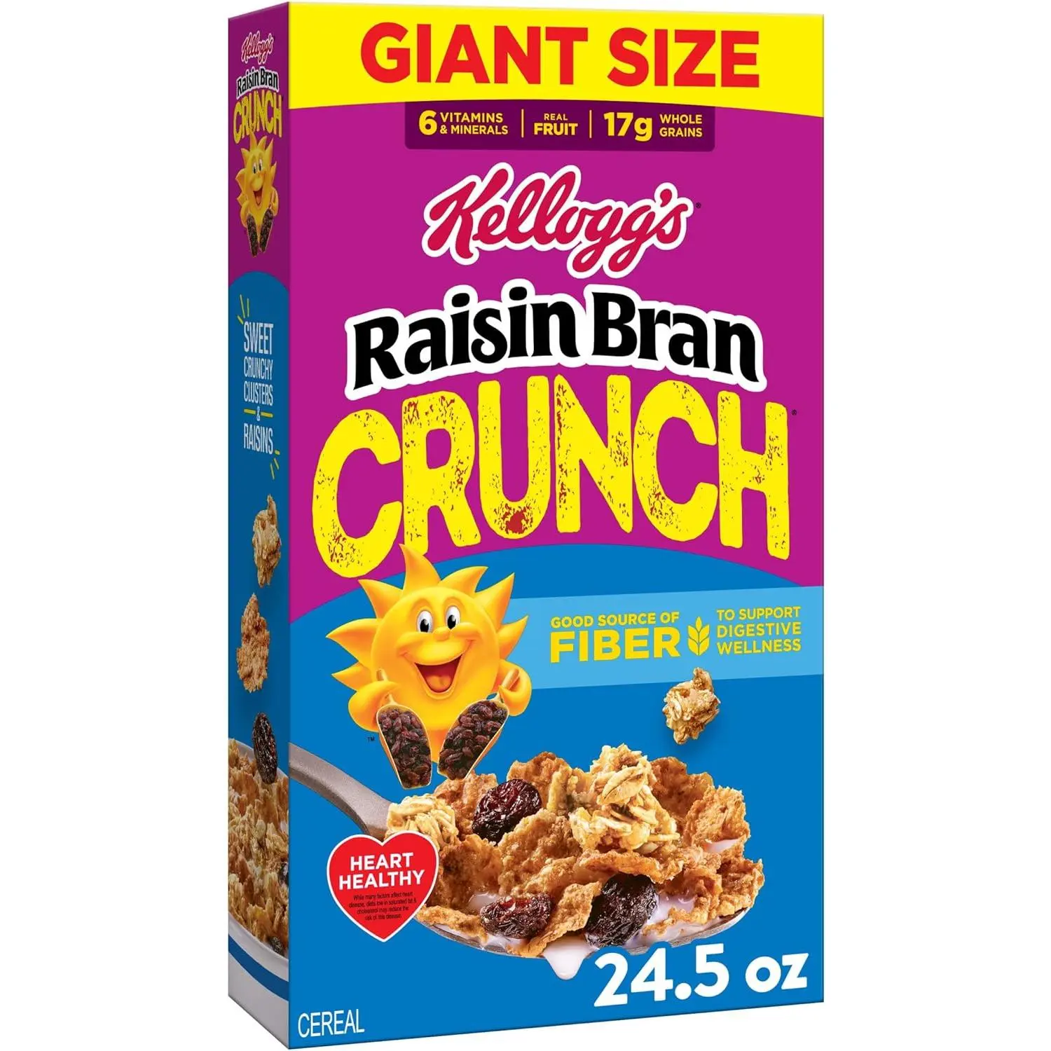 Kellogg's Raisin Bran Crunch Breakfast Cereal, Good Source of Fiber, Giant Size, 24.5 oz