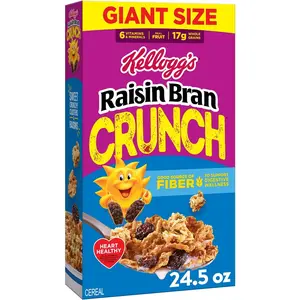 Kellogg's Raisin Bran Crunch Breakfast Cereal, Good Source of Fiber, Giant Size, 24.5 oz