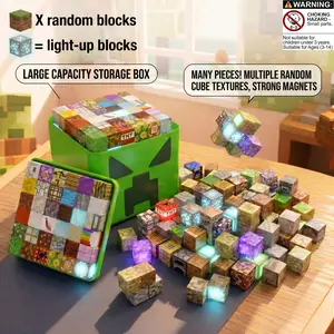 200pcs Magnetic Building Blocks Set, Stem Educational Puzzle Toys, Random Glow and Non-Glow Bricks, Gift for Kids 4-12 Years