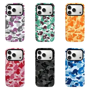BAPE Camo Ape Head Phone Case, Streetwear Hypebeast Aesthetic, Dual-Layer Shockproof Cover for iPhone 11/12/13/14/15/16/17 series and Samsung S21-S26 series.Perfect for Her/Him Girly Phone Caseslovely gift