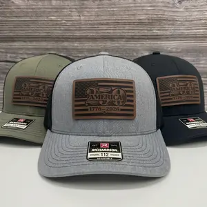 America 250th Anniversary Leather Patch Hat, United States Semiquincentennial Richardson 112 Trucker Cap, Patriotic 1776-2026 Commemorative Gift