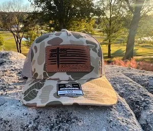 River Rags Clothing Co Trucker 112 Camo Duck Harvest Light Tan American Faith Patch Richardson 112 Snapback Hat Classic Unisex Durable Comfortable