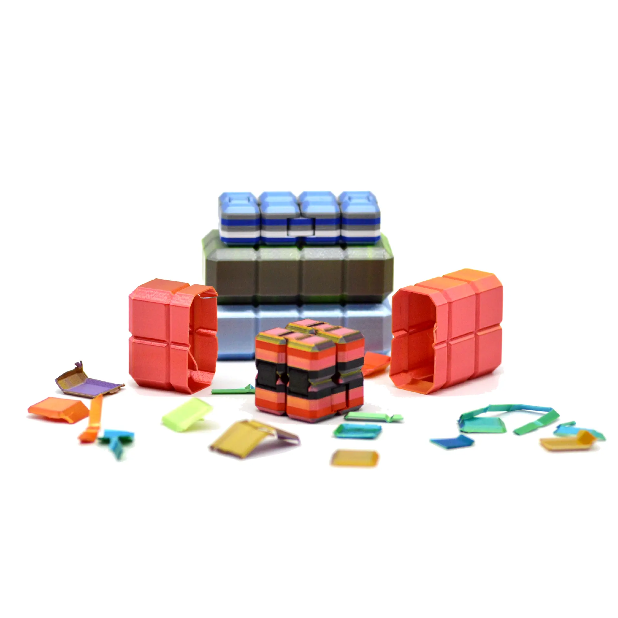 Infinity Cube Fidget Accessory - 3D Printed Crush Cube with Stress Reducing Desk Gadget
