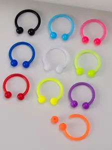 10pcs Flexible Horseshoe Colorful Nose Rings, Hoop Acrylic Boiflex Lip Eyebrow Retainer, Septum Piercing Cartilage Earrings, Body Piercing Accessories, Septum Clicker
