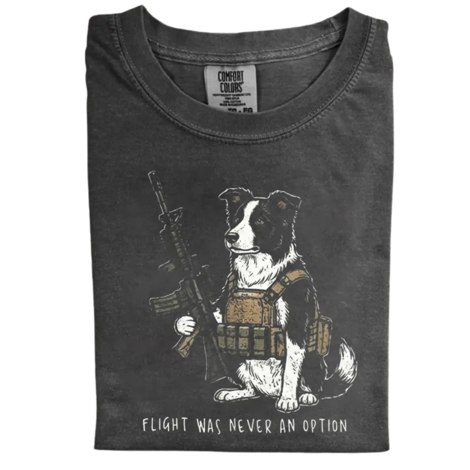 Flight Was Never An Option Border Collie Dog Comfort Colors T-shirt, Vintage 90s Edgy Dog Meme Tee, Unisex Fit Design, Casual Streetwear, Gift for Dog Lovers