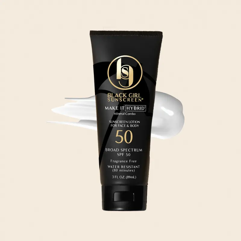 Make It Hybrid™ SPF 50 Facial Sunscreen for Adults, Vegan Nontoxic Oil-Resist Wear Skincare, Lightweight Water-Resistant Moisturizer with Sunflower, Shea, Avocado, Lavender, Carrot & Vitamins for Hydrate, Moisture & All Skin Types (Black Girl Sunscreen)
