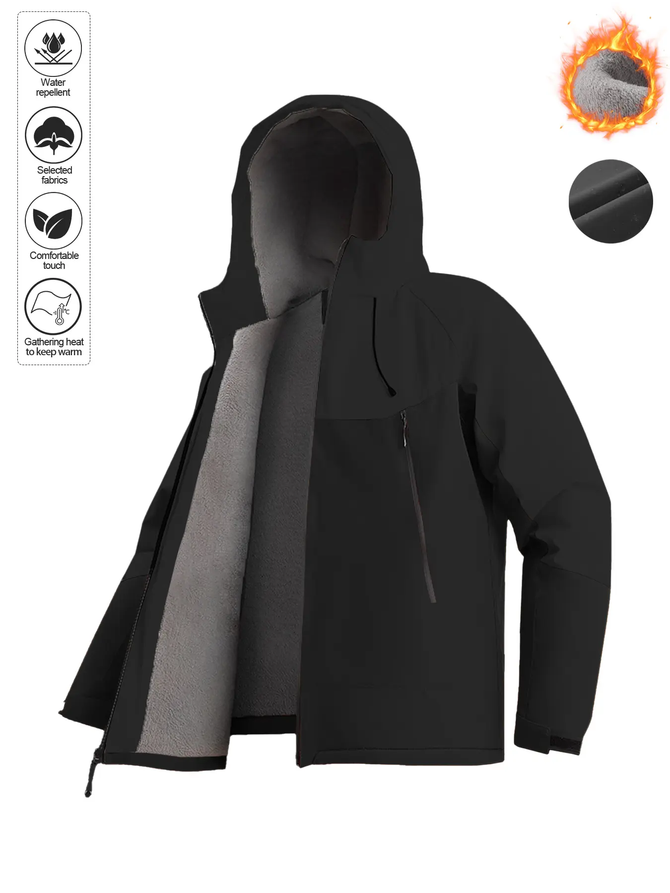 Winter Warmth Essential Three-In-One Fleece Lined Jacket, Outdoor Hiking Camping Waterproof Windproof Coat, Unisex Thickened Style, Thermal Lined Outerwear