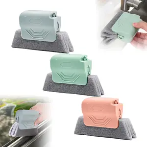 Magic Window Track Cleaner Set, Upgraded 3PCS Handheld ABS Pad Cleaning Tools with Adjustable & Replaceable Brushes for Window Slides Gaps, Tile Lines