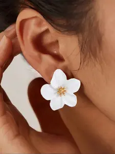 Elegant Flower Earrings for Women, Ear Studs Summer Holiday Style Tropical Floral Jewelry, Perfect for Beach Travel Parties Gifts