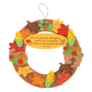 10 1/4" Religious Inspirational Thanksgiving Wreath Craft Kit – Makes 12