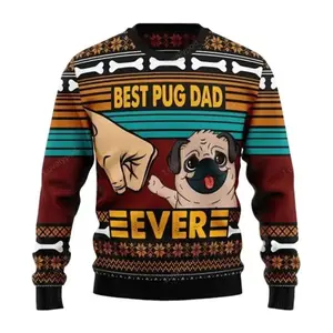 Pug Best Dog Dad ever Ugly Christmas Sweater, Christmas ugly sweatshirt