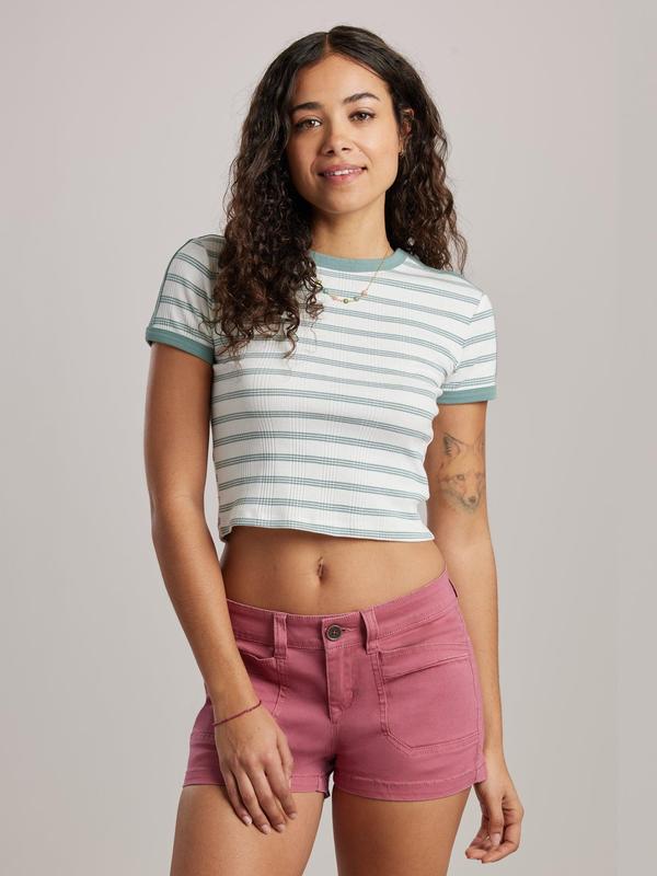 UNIONBAY Women's Sardinia Stripe Ringer Tee - Stretchy Cotton-Spandex Casual T-Shirt, Comfortable Short-Fit Knit Top for Everyday Wear