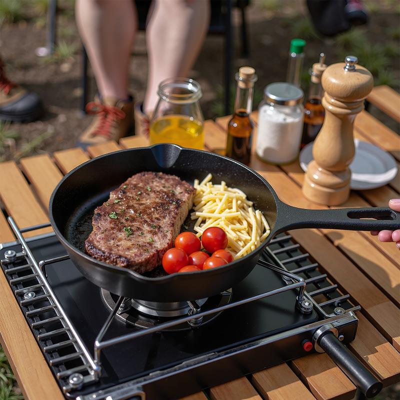 3pcs Cast Iron Cookware Set Heavy Duty Non Stick Pan Multi Functional Frying Pan Skillet And Baking Dish Suitable For Kitchen Outdoor Use Perfect For Cooking Steak Chicken