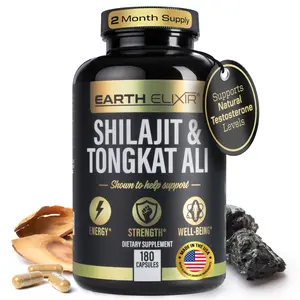 Earth Elixir  Shilajit & Tongkat Ali Dietary Supplement 180 Capsules for Energy Support , Lean Muscle and Well-Being