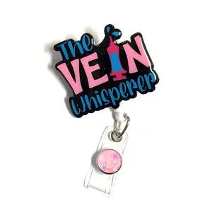 The Vein Whisperer Badge Reel, 2”, Retractable Swivel Alligator Clip