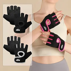 Breathable Half-Finger Sports Gloves with Anti-Slip Grip Pink Knit Fabric for Outdoor Cycling Fitness and Training Outdoor Sports Training Breathable Anti-Slip Gloves Knit Fabric Construction adjustable wrist weight ankle weight exercise gear hand muscle