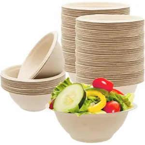 100 Pack 8oz Compostable Paper Bowls,Heavy-Duty Disposable Bagasse Bowls,Biodegradable Soup Bowls,,Heat Resistant,for Ice Cream,Salad,Soup,Snack,Dessert,Pasta,Hot or Cold Use
