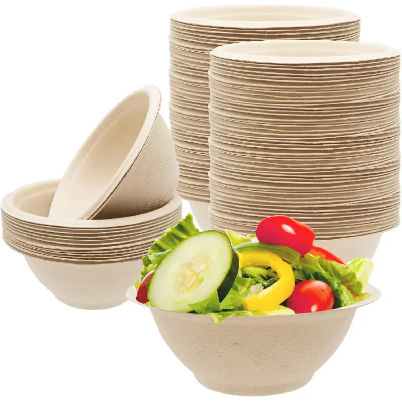 100 Pack 8oz Plant-Based Compostable Bagasse Bowls - Heavy-Duty Disposable, Biodegradable, Microwave-Safe, Heat-Resistant for Soup & Salad, Outdoor Events, Party Use
