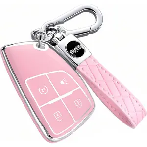car stuffKey Fob Cover for Chevy with Keychain, Soft TPU Key Case Shell for Colorado Equinox Silverado, for GMC Canyon Sierra Remote Smart Key Holder(4 But
