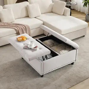 Tbfit Large Storage Ottoman Bench – Oversized Tufted Coffee Table with Lift Top, Solid Wood Legs & Hidden Storage for Living Room, DealsforYouDays