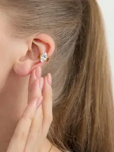 Ladies Ear Clip Set White Horse Eye Zirconium Earrings Classic Style Earrings Stainless Steel 18k Gold Plated Waterproof And Anti Allergy Classic And Elegant Aesthetic Jewelry