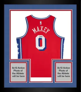 Framed Tyrese Maxey Philadelphia 76ers Autographed Jordan Brand Red 2022-23 Statement Edition Swingman Jersey - Fanatics Authentic Certified