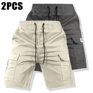 Men's Workwear Shorts with Drawstring Waistband, Multi-Functional Pockets - Lightweight Polyester Fabric without Stretch, Suitable for Gym, Hiking & Casual Wear - Spring/Summer Versatile Athletic Style