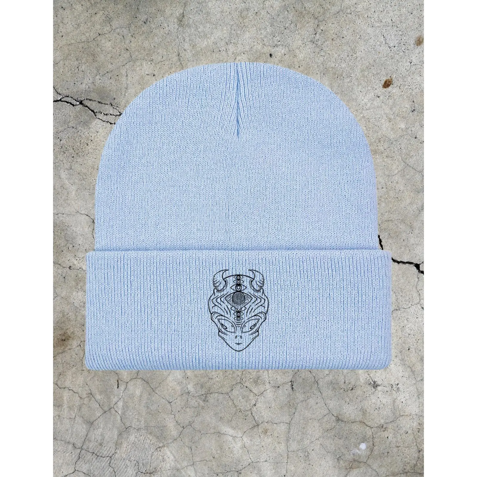Alien Logo Knit Beanie - Ice Blue