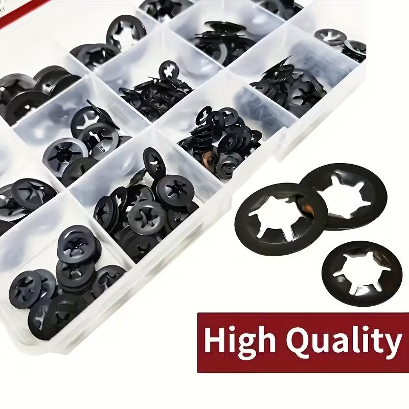 280 Pcs Internal Tooth StarLock Washers Assortment Kit 8 Sizes Quick Fastening Set 65Mn Steel Black Oxide Star Lock Washers for Hardware Repair  Mechanical Fixing