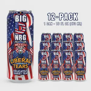 Big D Liberal Tears Sweet Tea Energy Booster - 12 Pack 16oz Cans, 90mg Caffeine, Natural Low Calorie, Gluten Free, Sugar-Free, USA Made Sports Beverage