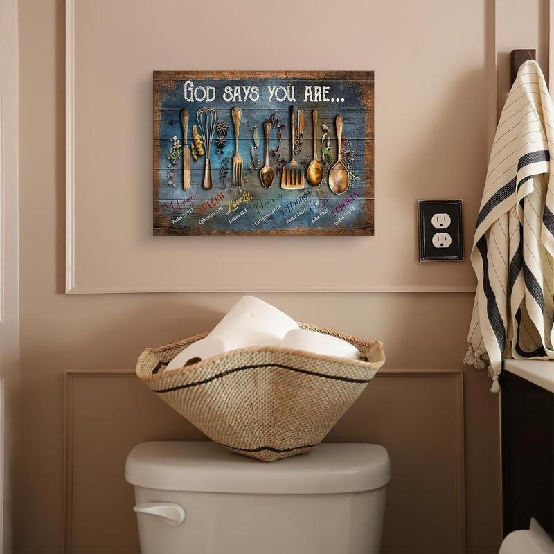 Kitchen Canvas Wall Art Spoons and Spices Painting Kitchen Wall Decor Framed Posters Home for Living Room Bedroom Bathroom Decoration SHJY-02405 Ornaments Artistic Waterproof Print