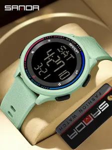 Fashionable Luminous Alarm Clock Quartz Digital Watch, Casual Round Dial Digital Watch with Luminous Dial, Trendy Multifunctional Watch for Men & Women, Sporty Waterproof Watch