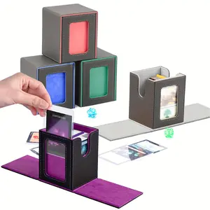 MTG Deck Box with Commander Window Display, Trading Card Storage Box Holds 100 Double-Sleeved Cards Suitable for TCG/CCG/PTCG/EDH/Magic/Sport Cards card deck box