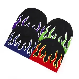 Flame Beanie - Classic Design with Flames, Ideal for Cold Weather Wear, Y2K