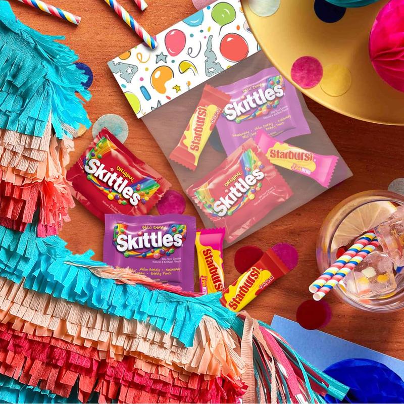 SKITTLES Original, SKITTLES Wild Berry & STARBURST Original and STARBURST FaveReds Fun Size - WRIGLEY'S Assorted Candy Variety Pack - Candy Bulk Individually Wrapped, 20.13oz