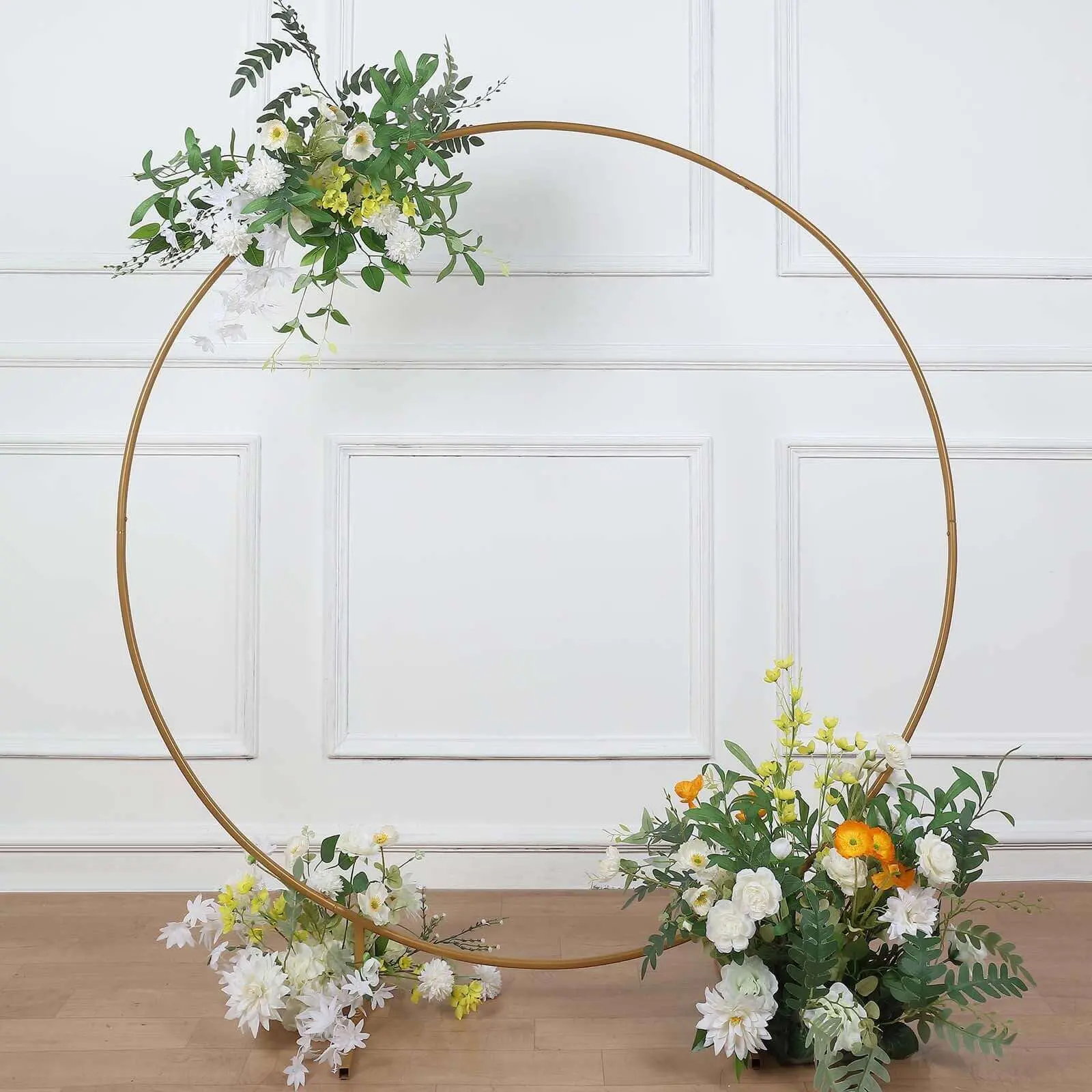 5ft Gold Metal Circle Balloon Arch Frame - Decorative Flower Backdrop, Round Wedding Arbor for Birthday Party, Baby Shower