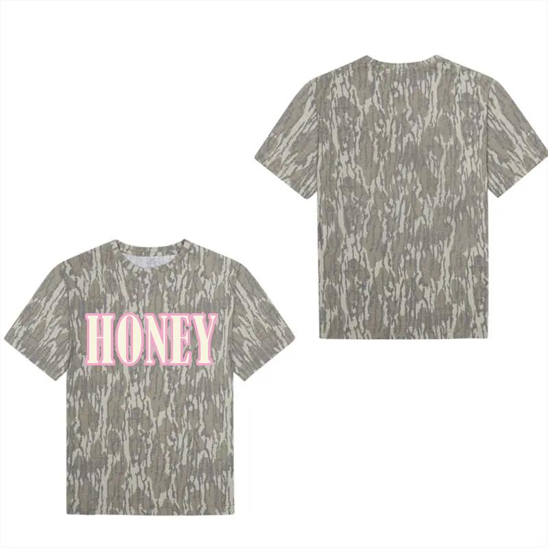 Unisex Honey MHC Mossy Oak Bottomland Camo Printed Shirt, Stretch Fabric, Streetwear Casual Wear Breathable Material Versatile Styling Soft Fabric Edgy