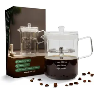 2.0 Glass Coffee Percolator - Borosilicate Glass & Stainless Steel Retro Percolator |  Coffee  |  | Stovetop Glass Coffee Percolator (1 Unit)