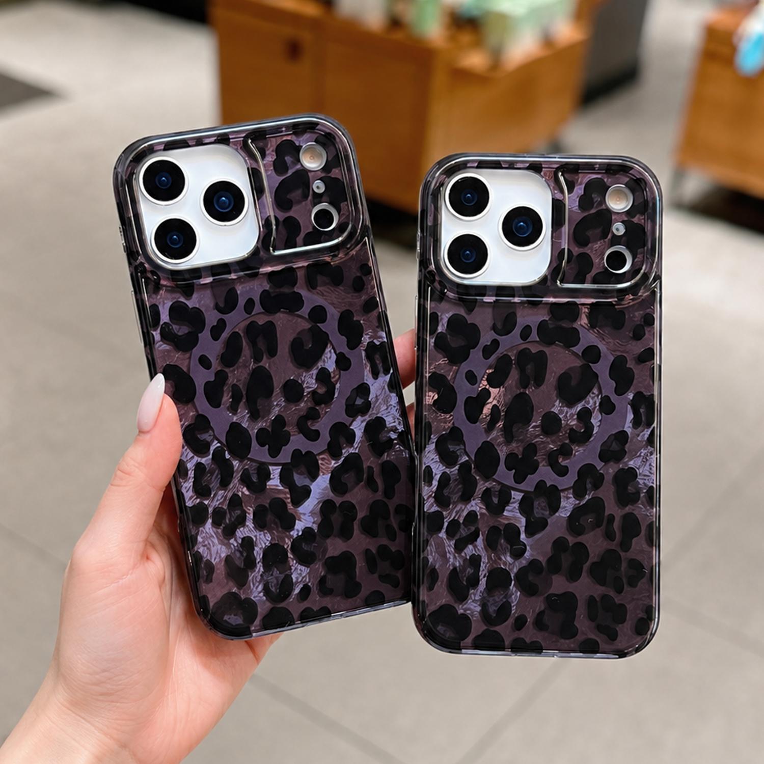 For iPhone 17 16 15 Pro Max Leopard Print Shockproof Cute Luxury Bling Sparkle Translucent Clear Vintage Cheetah Print Silicone Phone Case for Girls Women