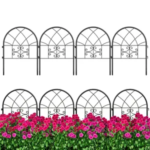 8/4 Pack Garden Fence Panels , 26"H x 20"L, Rustproof Metal Decorative Animal Barrier with Gate, Arched Outdoor Pet & Dog Fence Edge for Yard, Patio, Flower Beds