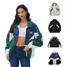 Gihuo Unisex Men Women Windbreaker Jacket Y2k Varsity Jackets Oversized Vintage 90s Jacket Casual Coats Tops Outerwear Long Sleeve Lightweight Unisex